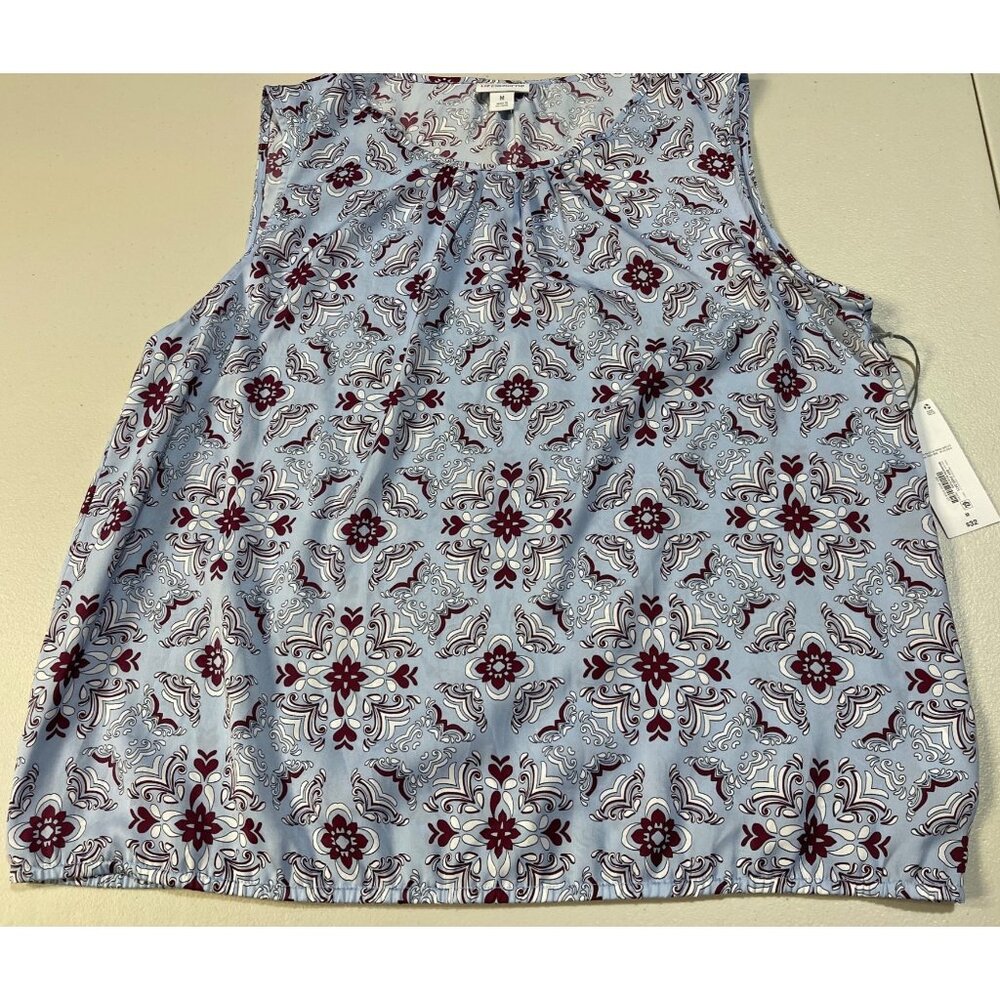 Liz Claiborne Womens Size M Sleeveless Top Bluebird Floral Design Polyester